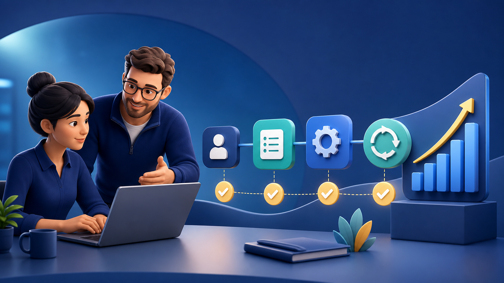 Novo usuário sendo treinado com checklist de operação no Bitrix24